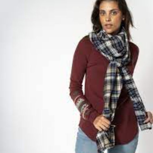 Preloved Ashley Scarf - Teal, Tan, Purple, Maroon - Picture 2 of 10